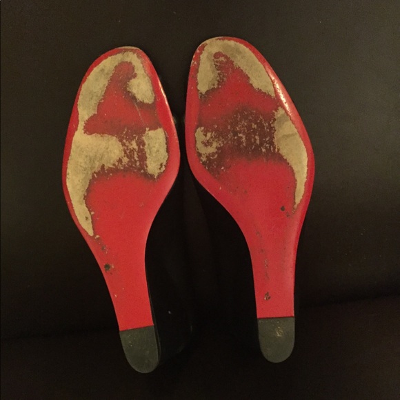 Christian Louboutin Riveto 70 Black Nappa Wedges - Picture 3 of 9